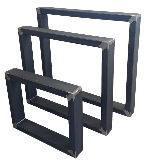 Tischgestelle in rechteckiger Form. Modell R1, auch als Stehtisch verwendbar. Rahmen aus Rechteckrohr 80x40 mm, Industriedesign. Individuelle Größen wählbar.