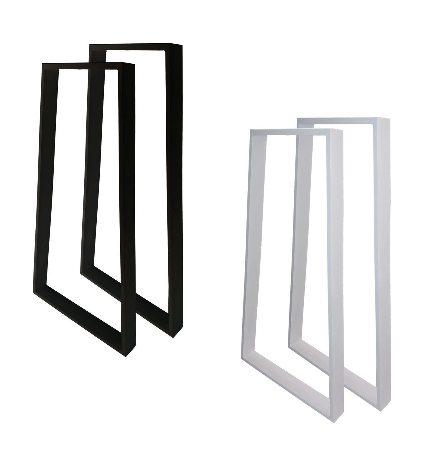 Modell TR3, auch als Stehtisch verwendbar. Rahmen aus Rechteckrohr 80x20 mm, Pulverbeschichtung schwarz und weiß. Individuelle Größen wählbar.