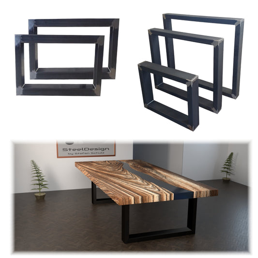 Stabile Tischgestelle R1 in rechteckiger Form, Stahlrahmen 80x40 mm, Pulverbeschichtung nach Wunsch oder im Industriedesign, anpassbare Größen